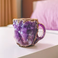 Natural mineral crystal coffee mug in purple
