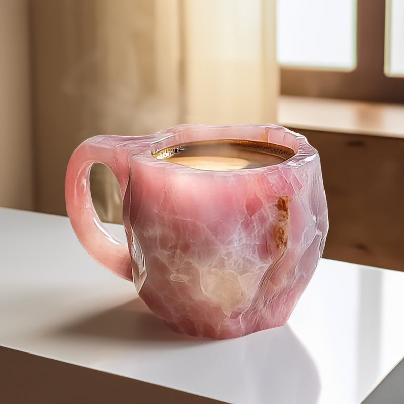 Natural mineral crystal coffee mug in pink
