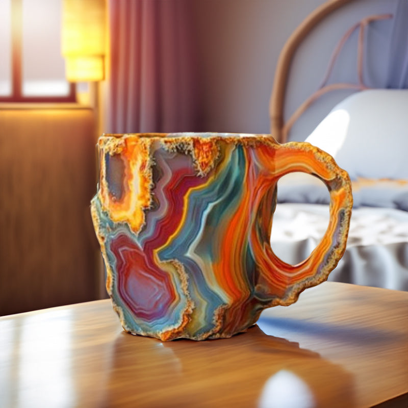 Natural mineral crystal coffee mug in yellow
