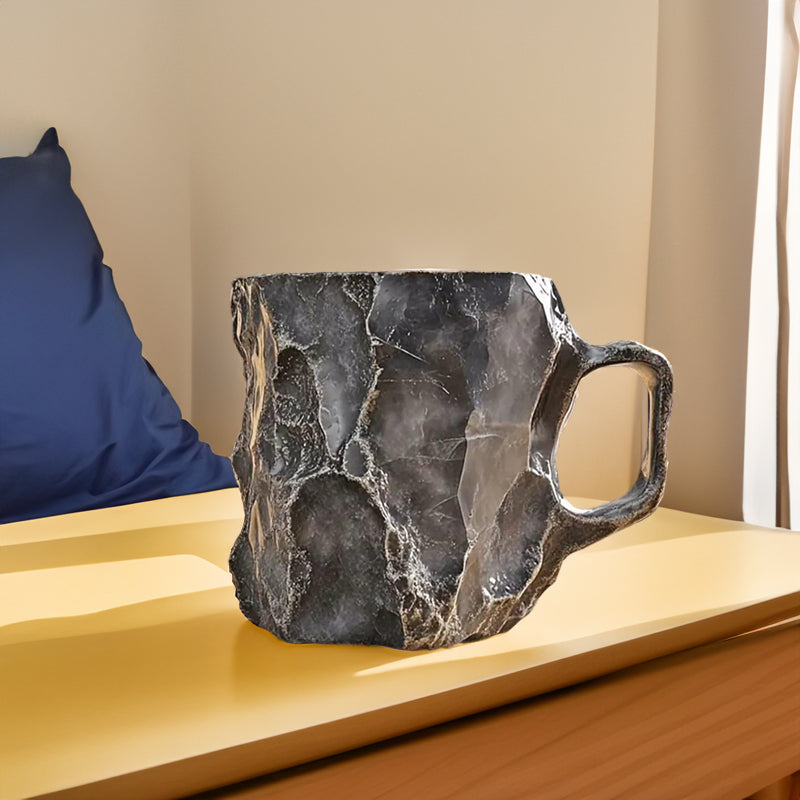 Natural mineral crystal coffee mug in black
