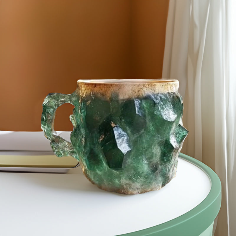 Natural mineral crystal coffee mug in green
