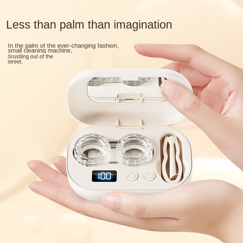 Automatic contact lens cleaning case close-up view
