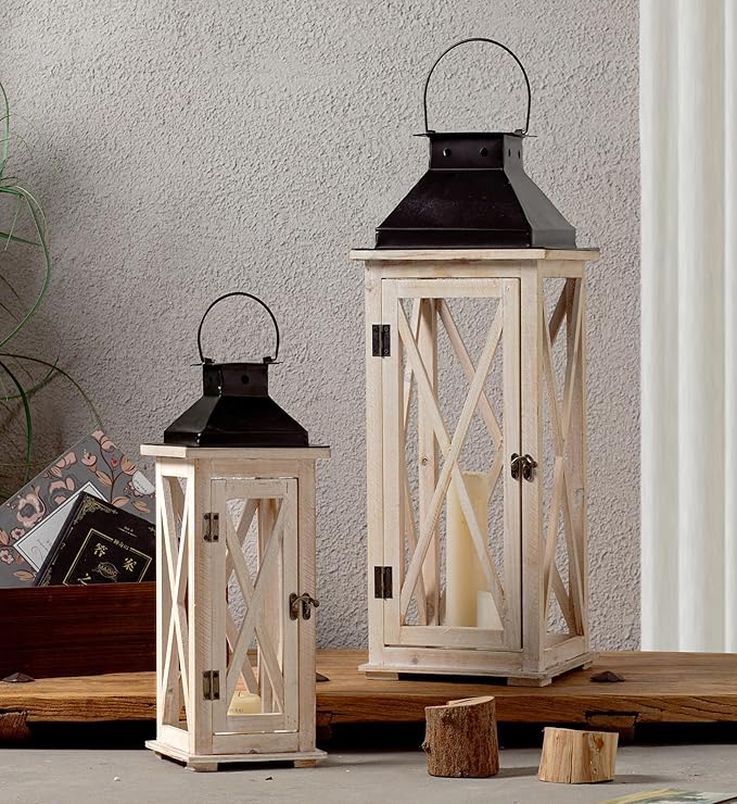 Wooden Candle Set of 2 | Decorative Scented Candles | Rustic Home Decor Gift UAE