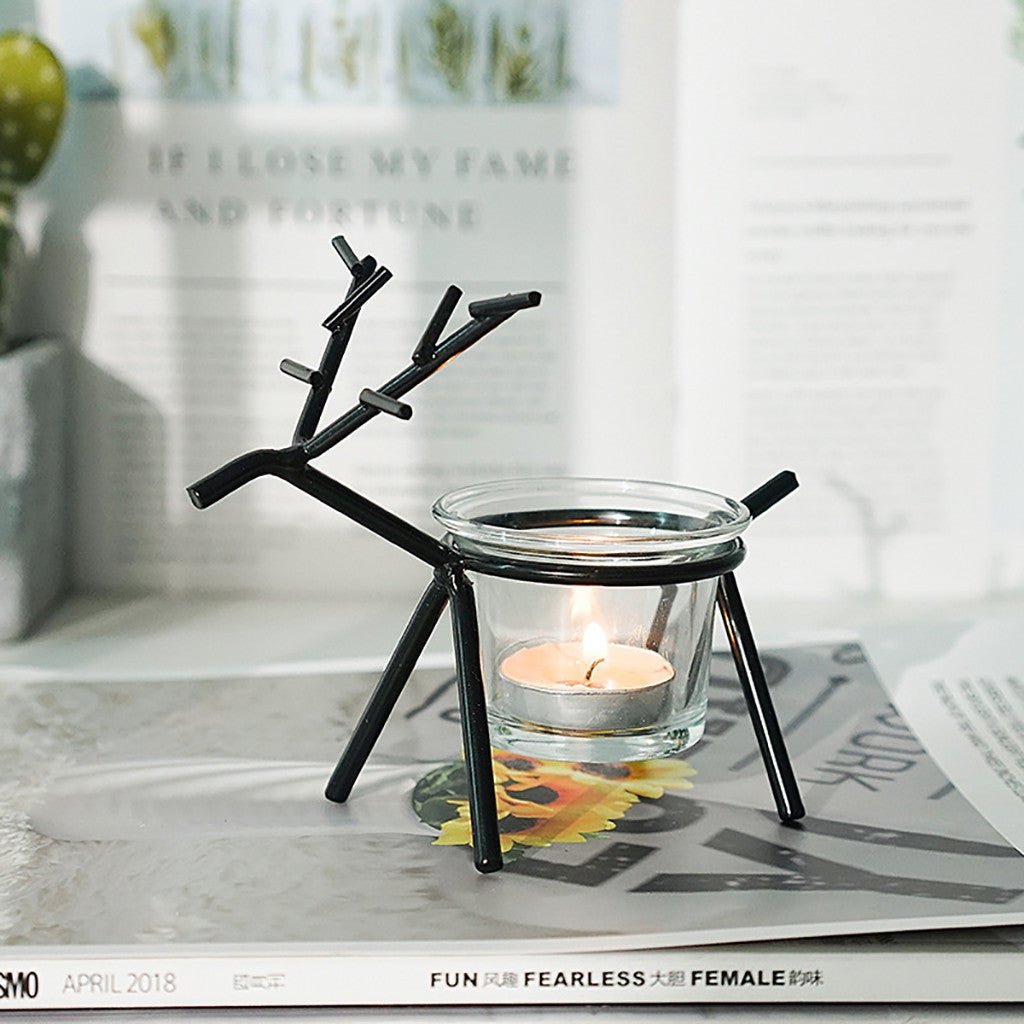 Wrought Iron Fawn Candle Holder | Decorative Animal Candle Stand | Boho Home Decor